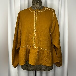 Madewell Mustard Peplum Blouse